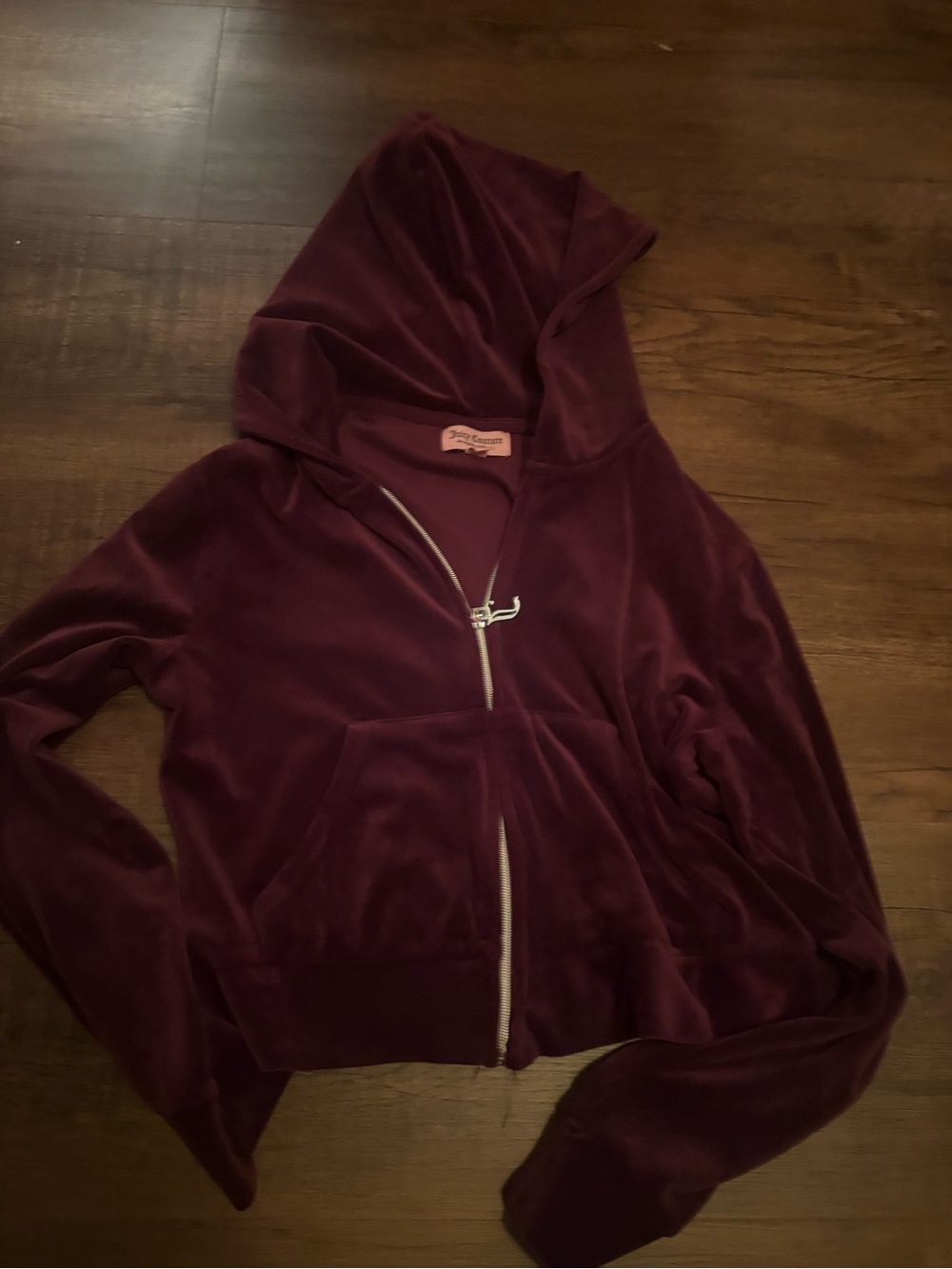 Juicy Couture Women's Velour Zip Hoodie in Burgundy